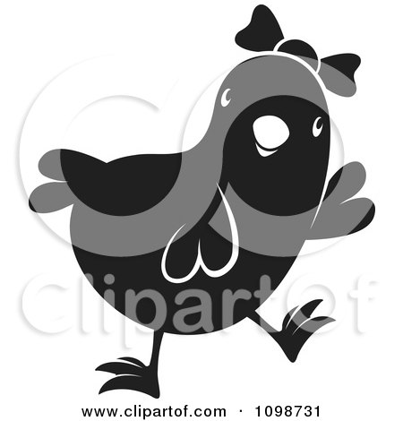 Clipart Cute Black Chick Wearing A Bow 2 - Royalty Free Vector Illustration by Lal Perera