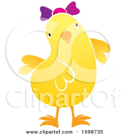 Clipart Cute Yellow Chick Wearing A Bow 2 - Royalty Free Vector Illustration by Lal Perera