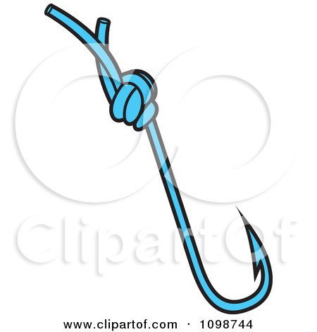 Clipart Blue Fishing Hook - Royalty Free Vector Illustration by