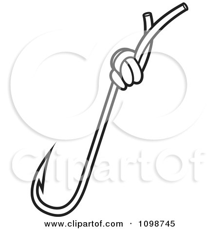 Clipart Outlined Fishing Hook - Royalty Free Vector Illustration by Lal  Perera #1098745