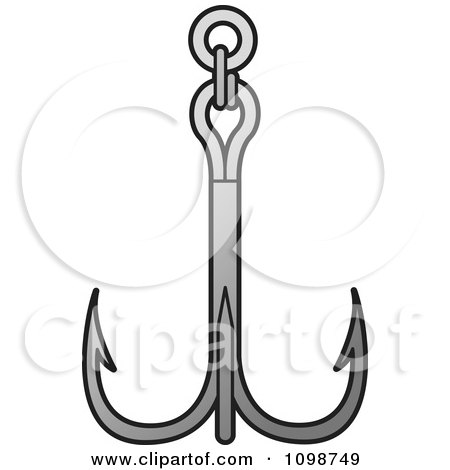 Simple triple fish hook with line Royalty Free Vector Image