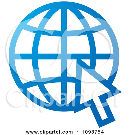 Clipart Blue Grid Internet Globe And Computer Cursor - Royalty Free Vector Illustration by Lal Perera