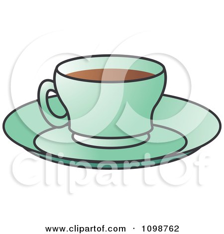 Clipart Green Coffee Cup And Saucer - Royalty Free Vector Illustration by Lal Perera