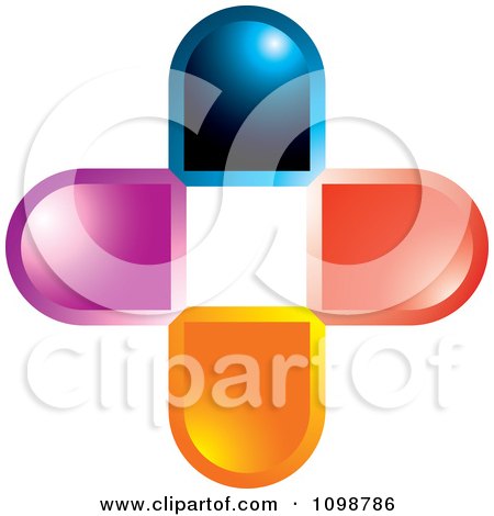 Clipart Colorful 3d Cross - Royalty Free Vector Illustration by Lal Perera
