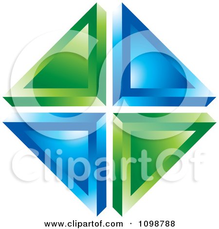 Clipart 3d Green And Blue Triangles - Royalty Free Vector Illustration by Lal Perera