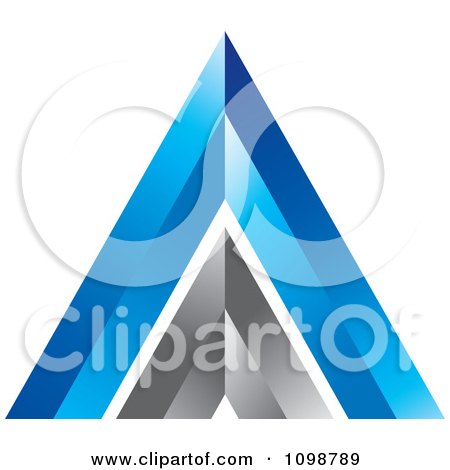 Clipart 3d Silver And Blue Triangle - Royalty Free Vector Illustration by Lal Perera
