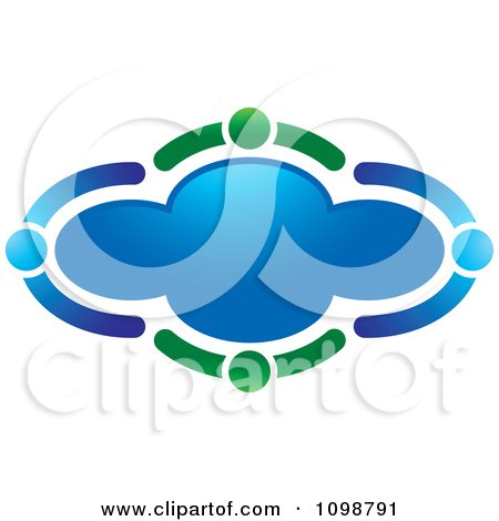 Clipart Oval Of Green And Blue People Holding Hands - Royalty Free Vector Illustration by Lal Perera