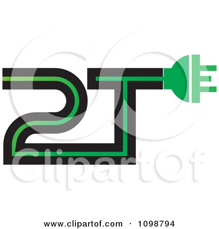Clipart Green And Black 2T With A Plug - Royalty Free Vector Illustration by Lal Perera
