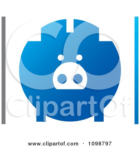 Clipart Blue Piggy Bank Logo With Gray And Blue Borders - Royalty Free Vector Illustration by Lal Perera