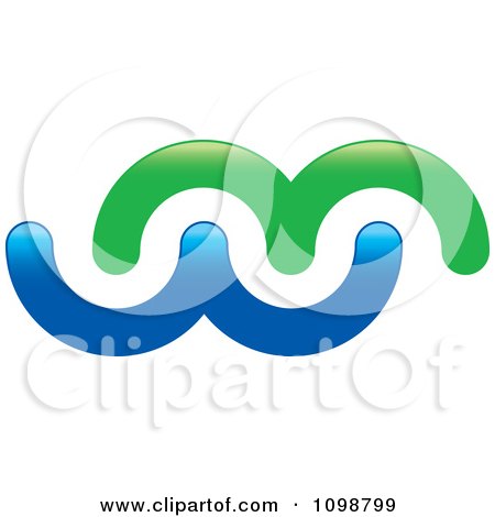 Clipart Green And Blue Waves Or Letters MW - Royalty Free Vector Illustration by Lal Perera
