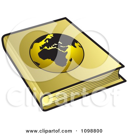Clipart Golden Geography Book With A Globe Cover - Royalty Free Vector Illustration by Lal Perera