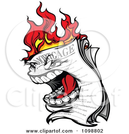 Clipart Screaming Burning Mortgage - Royalty Free Vector Illustration by Chromaco