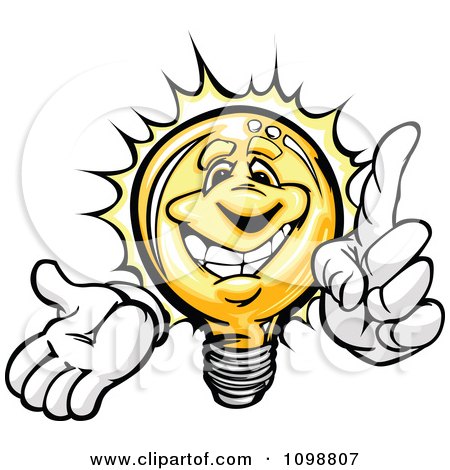 Clipart Smart Yellow Light Bulb With A Bright Idea - Royalty Free Vector Illustration by Chromaco