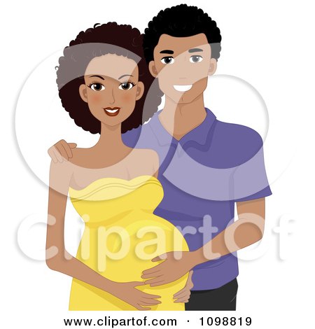 Clipart Beautiful Pregnant Black Woman And Her Husband - Royalty Free Vector Illustration by BNP Design Studio