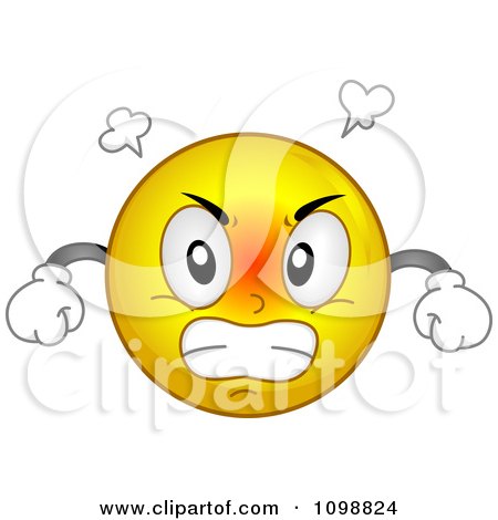 Clipart Yellow Mad Smiley Emoticon - Royalty Free Vector Illustration by BNP Design Studio