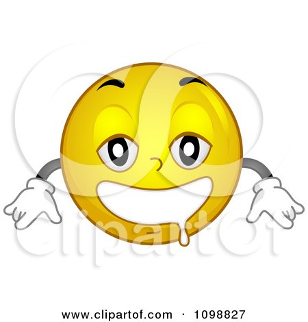 Clipart Yellow Drooling Smiley Emoticon - Royalty Free Vector Illustration by BNP Design Studio