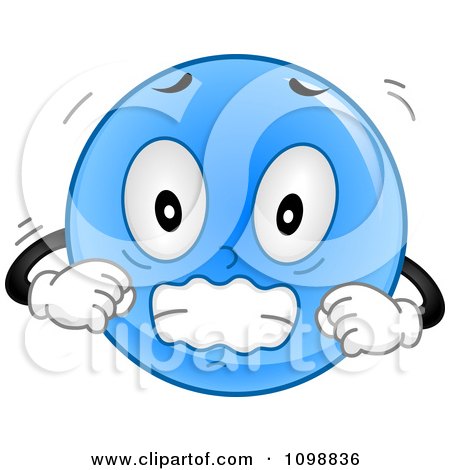 Clipart Blue Shivering Smiley Emoticon - Royalty Free Vector Illustration by BNP Design Studio