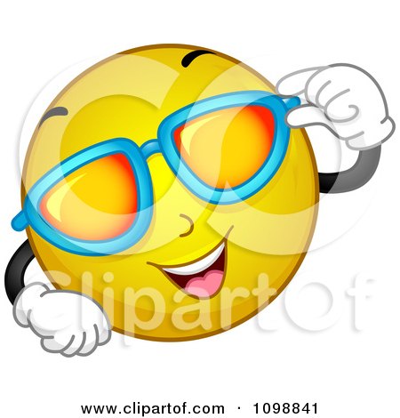 Clipart Yellow Cool Smiley Emoticon Wearing Tinted Sunglasses - Royalty Free Vector Illustration by BNP Design Studio