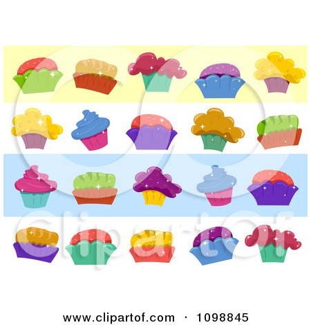 Clipart Colorful Sparkly Cupcake Website Borders - Royalty Free Vector Illustration by BNP Design Studio
