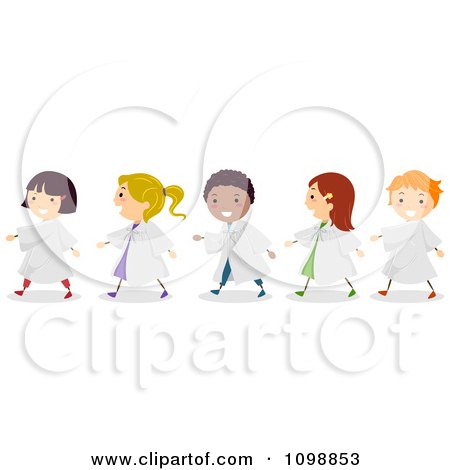 Clipart Happy Diverse Pre School Graduate Children - Royalty Free Vector Illustration by BNP Design Studio