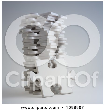 Clipart 3d Jigsaw Puzzle Piece Leaning Against A Pile - Royalty Free CGI Illustration by Mopic