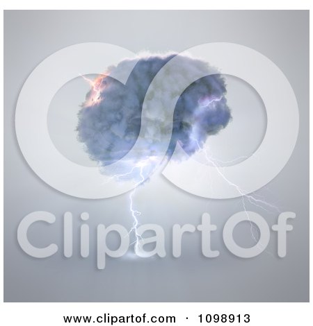 Clipart 3d Brainstorm Cloud And Lightning - Royalty Free CGI Illustration by Mopic