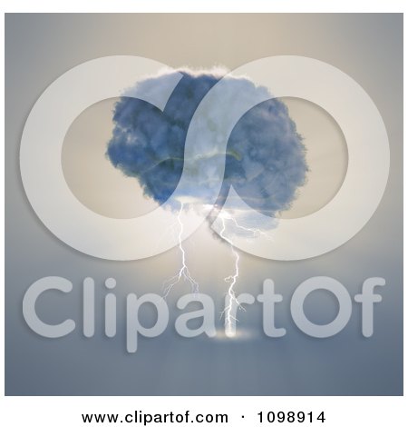 Clipart 3d Brainstorm Cloud With Lightning - Royalty Free CGI Illustration by Mopic