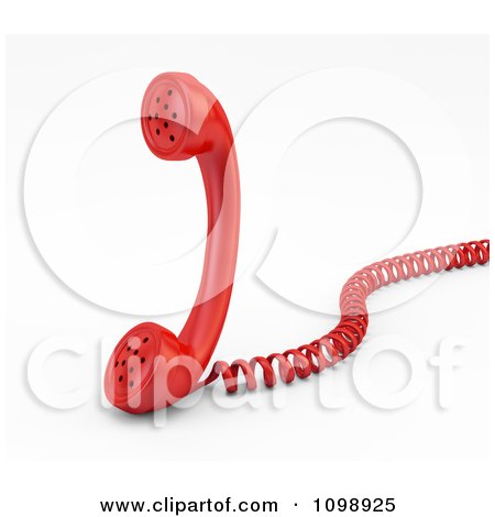 Clipart 3d Red Landline Telephone Receiver With A Coiled Cord - Royalty Free CGI Illustration by Mopic