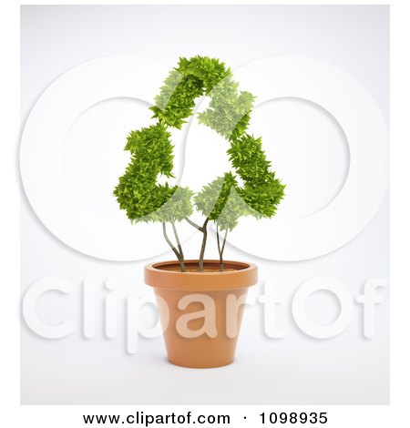 Clipart 3d Recycle Arrow Plant In A Terra Cotta Pot - Royalty Free CGI Illustration by Mopic