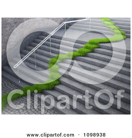 Clipart 3d Path Of Grass Leading Up Stairs - Royalty Free CGI Illustration by Mopic