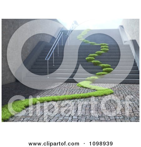 Clipart 3d Curvy Path Of Grass Leading Up Stairs - Royalty Free CGI Illustration by Mopic