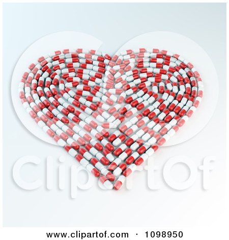Clipart 3d Heart Formed With Red And White Pill Capsules - Royalty Free CGI Illustration by Mopic