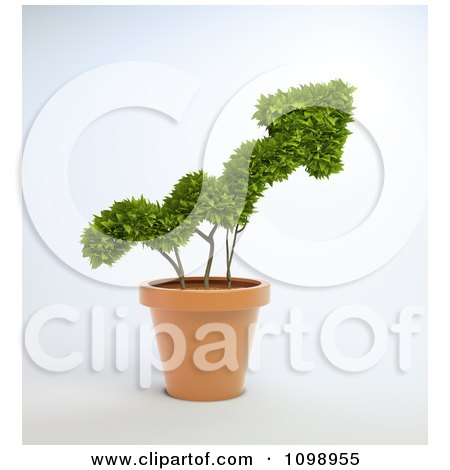 Clipart 3d Up Arrow Plant In A Terra Cotta Pot - Royalty Free CGI Illustration by Mopic