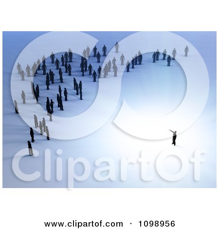 Clipart 3d Tiny People Facing Their Leader - Royalty Free CGI Illustration by Mopic