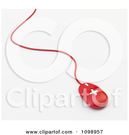 Clipart 3d Red Wired Medical Cross Computer Mouse - Royalty Free CGI Illustration by Mopic