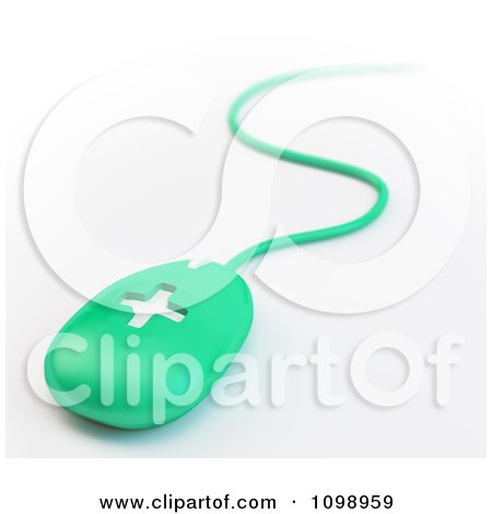 Clipart 3d Green Wired Medical Cross Computer Mouse - Royalty Free CGI Illustration by Mopic