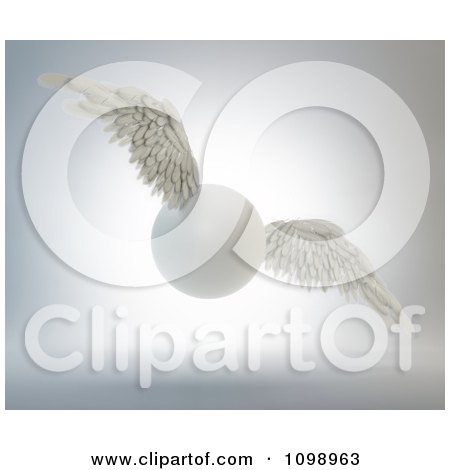 Clipart 3d Winged Sphere Flying - Royalty Free CGI Illustration by Mopic