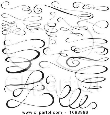 Clipart Black Swirl Scribbles And Design Elements - Royalty Free Vector Illustration by dero