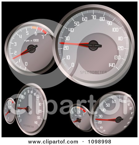 Clipart Multiple Car Speedometers - Royalty Free Vector Illustration by dero