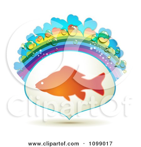 Clipart Fish In A Frame With A Rainbow And Dew Drops - Royalty Free Vector Illustration by merlinul