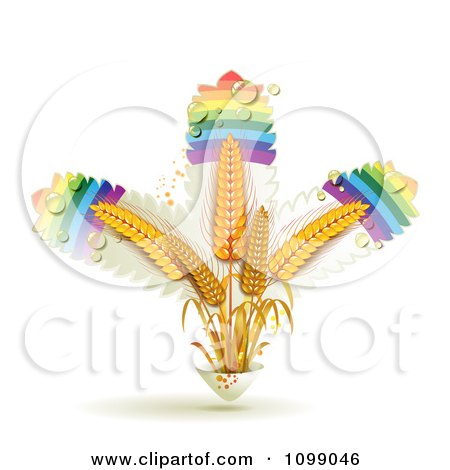 Clipart Rainbow Leaves And Whole Grain Wheat - Royalty Free Vector Illustration by merlinul