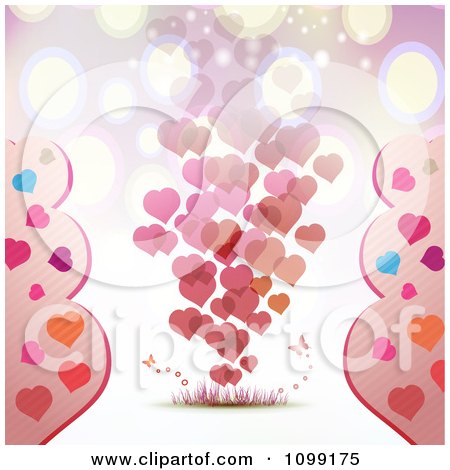 Clipart Valentines Day Background Of Floating Hearts - Royalty Free Vector Illustration by merlinul