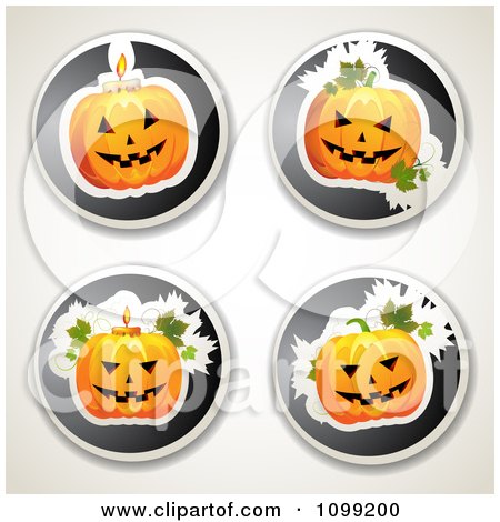 Clipart Round Carved Halloween Jackolantern Icons - Royalty Free Vector Illustration by merlinul