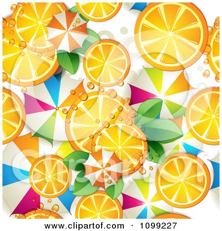 Clipart Seamless Background Of Orange Slices And Umbrellas - Royalty Free Vector Illustration by merlinul