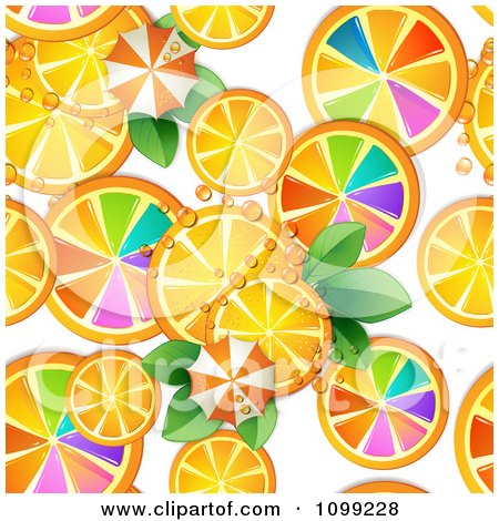 Clipart Seamless Background Of Colorful Orange Slices And Umbrellas - Royalty Free Vector Illustration by merlinul