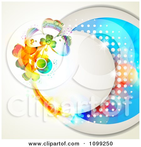 Clipart St Patricks Day Circular Frame With Colorful Shamrocks And Circles - Royalty Free Vector Illustration by merlinul