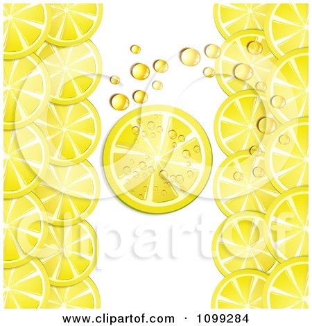 Clipart Background Of Lemon Slices And Bubbles - Royalty Free Vector Illustration by merlinul