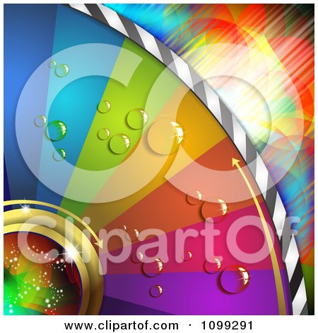 Clipart Background Of A Colorful Dewy Disc With Arrows Over Lights - Royalty Free Vector Illustration by merlinul