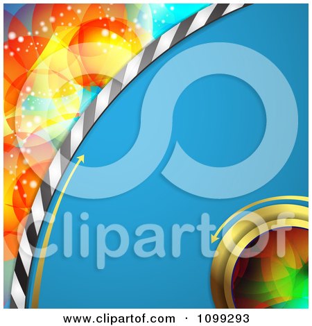 Clipart Background Of A Blue Disc With Arrows Over Lights - Royalty Free Vector Illustration by merlinul