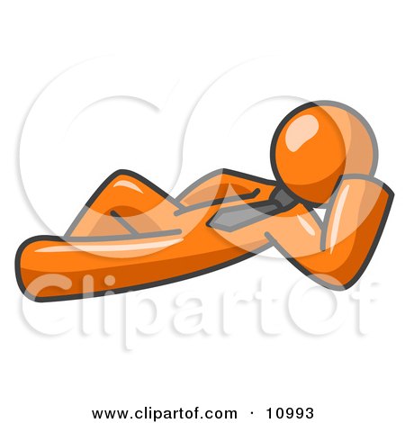 Relaxed Orange Businessman Reclining Clipart Illustration by Leo Blanchette